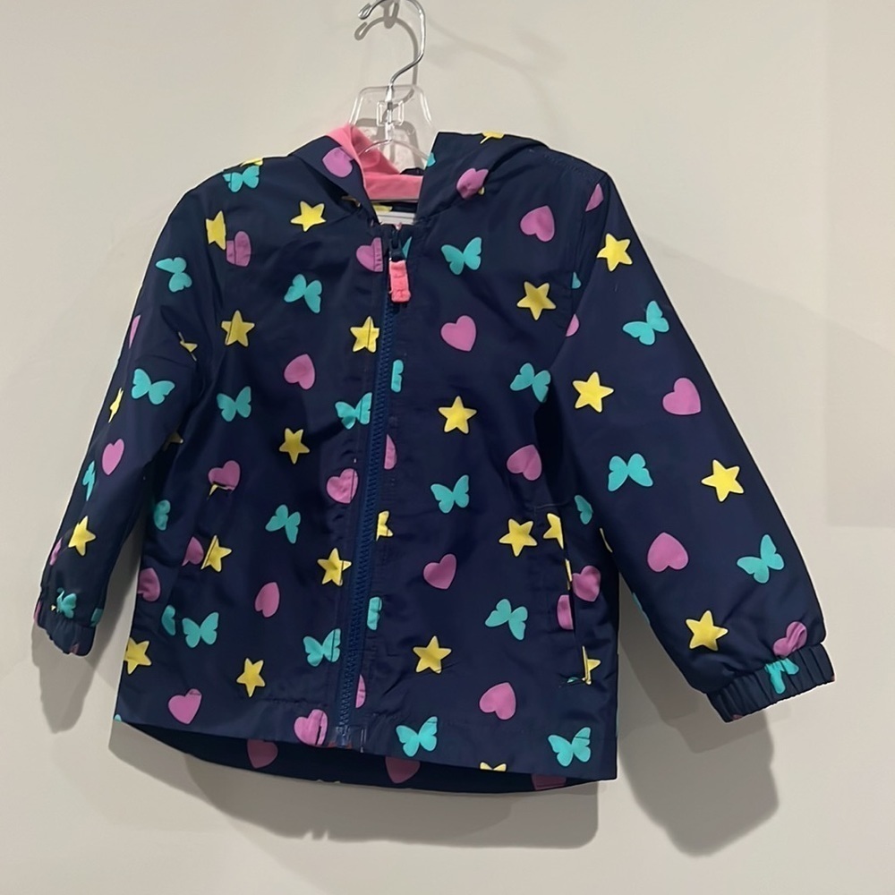 Girls Carter’s butterfly rain jacket. Size 2 toddler - Picture 8 of 15